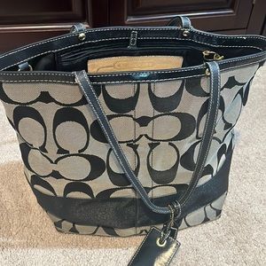 SOLD Vintage Coach Tote - black and gray